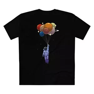 Floating Astronaut Space Planets Balloons T-shirt Men's - Picture 1 of 4