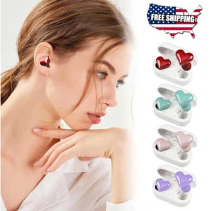 Wireless Bluetooth Headphones Cute Heart Shaped Earphones Earbud Woman Girl Gift - Picture 1 of 16