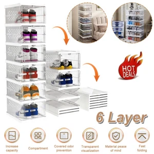 6er Schuhbox Sneakerbox Stapelbar Aufbewahrungsbox Schuhorganizer Regal Schuh - Bild 1 von 18