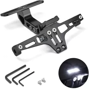 Universal Motorrad Kennzeichenhalter Nummernschild Halter mit LED Rücklicht Set - Bild 1 von 11