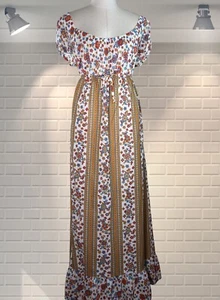 Groovy Vintage Flower Power Hostess Maxi Party Dress - Psych Hippy - UK 10 - Picture 1 of 4