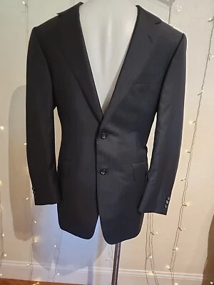 Canali Super 120’s Wool Pinstripe Sport Coat Blazer Made In Italy US 48 Black - Image 1 of 4