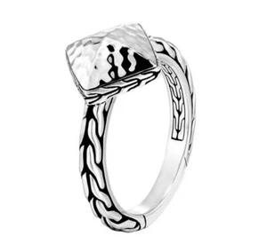 John Hardy Sterling Silver Classic Chain Hammered Ring Size 7 - Picture 1 of 6