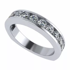 Sterling Silver Anniversary Band Ring Channel Set Euro & Reg Shank 10k & 14kGold - Picture 1 of 41