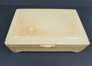 Vintage Celluloid Plastic Hinged Asian Dresser Keepsake Jewelry Trinket Box EUC - Picture 1 of 12