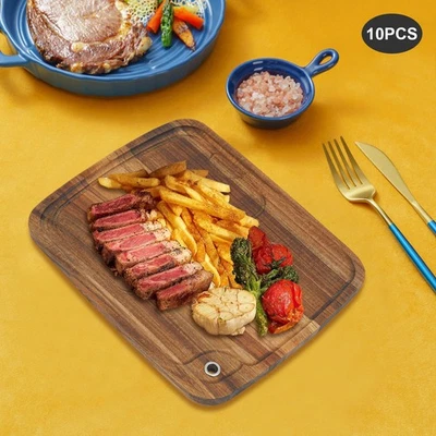 10 Pcs Steak Plates Wood Beefsteak Serving Tray Cutting Tasks Dinner Plate Board - Image 1 of 4