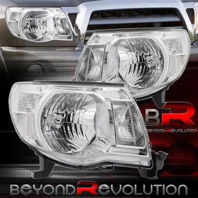 Par de faros reflectores transparentes cromados estilo fábrica para camioneta Tacoma 2005-2011 Foto 1 de 4