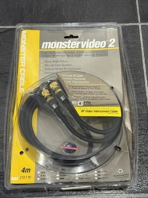Monster Video 2 F-PIN COAXIAL CONNECTION CABLE 4m/13ft 24k Gold Contact NEW - Image 1 of 4