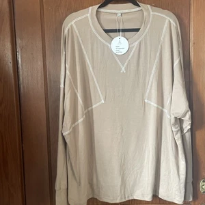 Anrabess Oversized Poly Blend Lounge Shirt 2 XL Top hellbraun weich Neu mit Etikett - Bild 1 von 7