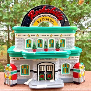 1996 Department 56 Snow Village Rockabilly Records Lighted Ceramic 54880 READ - Picture 1 of 12