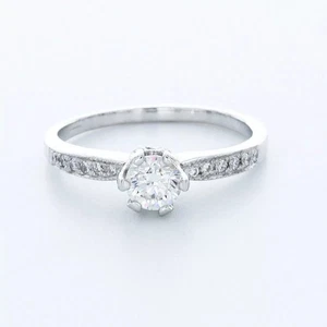 14K White Gold Engagement Ring Vintage 1.30 Carat Round Lab-Grown Diamond E VS1 - Picture 1 of 8