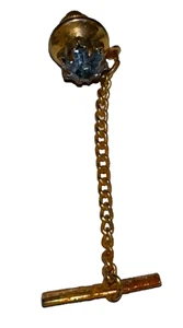 Vintage Tin Pin Blue Gem Gold Pin - Picture 1 of 7