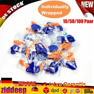 10~100Paar Weiche Silikon Gehörschutzstöpsel mit Kordel Ohrstöpsel Gehörschutz` - Bild 1 von 14