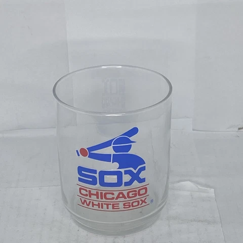 Vintage MLB CHICAGO WHITE SOX 4” Souvenir Whiskey Glass Rocks Batter Logo Cover