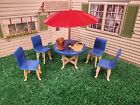 Vintage Plasco Garden Set W/umbrella Miniature Dollhouse Furniture Plastic 1:16