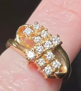 14 Karat Gold 3,73 g Cocktail Ring mit 12 runden GH Diamanten 0,36 ct S1 & S2 Größe 5 - Bild 1 von 10