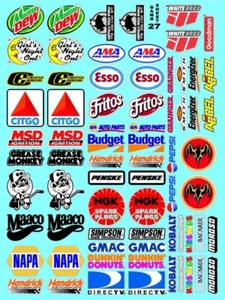 CLEAR VINYL RACING Sticker Racing SHEET 27-R/C MODEL Die-cut -Decals 1/12-1/10 - Picture 1 of 8