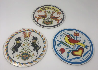 CONTESTOGA Vintage Lot of 3 Hex Signs PA Dutch 7.5" Masonite Board Barn Hanging Decor