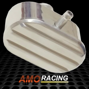 Finned Oval Polished Aluminum Valve Cover Breather Cap w/ PCV Nostalgia Fits SBC - Bild 1 von 4