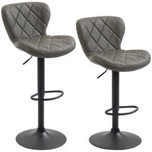 Adjustable Height Bar Stools Set of 2, Swivel Barstools with Backrest and - Picture 1 of 9