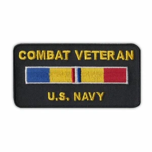 Parche, Bordado, Veterano de Combate Marina de los Estados Unidos, 4" x 2" - Imagen 1 de 3
