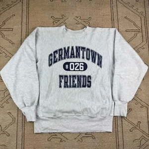Vintage Germantown Friends Champion 90s Grey Reverse Weave Sweatshirt Size Large - Bild 1 von 11