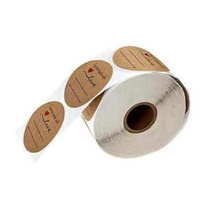 500 Per Roll Decorative Homemade with Love Kraft Sticker Tags Labels Craft - Picture 1 of 7