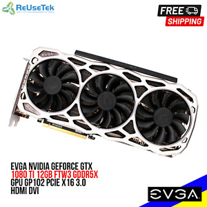 EVGA NVIDIA GeForce GTX 1080 Ti 12GB FTW3 GDDR5X GPU GP102 PCIe x16 3.0 HDMI DVI