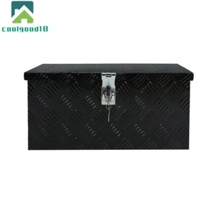 Black 20"x12"x9.5" Aluminum 5 Bar Tread Tool Box Truck Bed Trailer RV w/Lock - Foto 1 di 13
