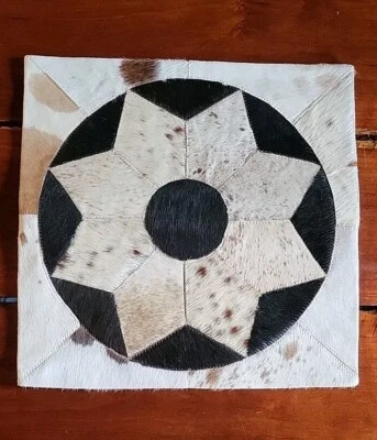 Real Cowhide Pillow Cushion Cover  Patchwork 15" x 15" Hair On With Zipper     - Image 1 of 3