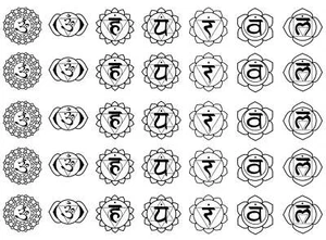 Calcomanías de vidrio fundido negras de 7/8 pulgadas Chakra Symbols 35 piezas - Imagen 1 de 1