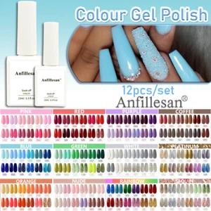 Anfillesan Colour Gel Nail Polish UV LED No Wipe Gel Top Coat Manicure Nail Art - Picture 1 of 178