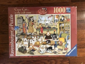 Rompecabezas Ravensburger Crazy Cats in the Craft Room 1000 Linda Jane Smith sellado - Imagen 1 de 4