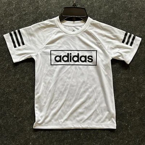adidas Linear Raglan Logo Athletic T-Shirt, White, Boy's Size 5 - Picture 1 of 5