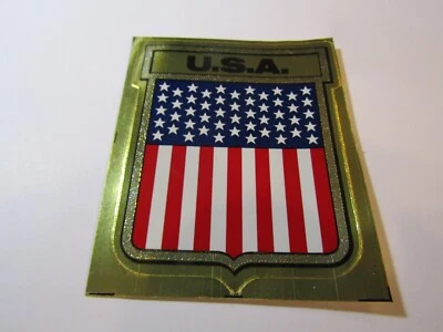 Vintage Gulf Oil 1972 USA Vinyl Decal Union Flag Medallion 3" x 4" Premium NOS - Image 1 of 3