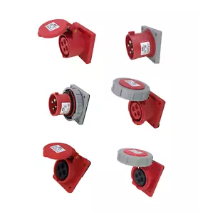 JCE 415V 4 PIN RED INDUSTRIAL PANEL SOCKETS & APPLIANCE INLET PLUGS - Picture 1 of 25