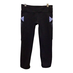 Black Lasercut IVIVVA Crop Capri Leggings Sz 12 Discontinued ~ Great Condition - Picture 1 of 3