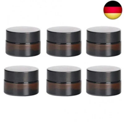 TOKINCEN 6 Stück 5ml Amber Glas Leerdose klarer Tiegel Cremedose Leer Nachfüllbare B