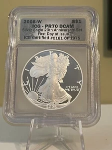 2006-W ICG PR 70 DCAM FIRST STRIKE AMERICAN SILVER EAGLE Ann. Set - Picture 1 of 6