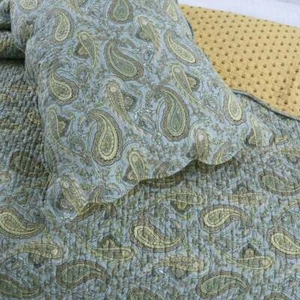 NEW!~ COZY CHIC SHABBY BEACH COTTAGE BLUE TEAL YELLOW BROWN SOFT GREEN QUILT SET - Picture 1 of 4
