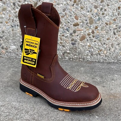 BOTAS DE TRABAJO PARA HOMBRES PUNTA SUAVE CUADRADA ARTÍCULOS MARRÓN OSCURO PUNTERA DE SEGURIDAD BOTAS OCCIDENTALES Foto 1 de 2