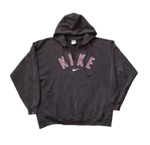 Vtg Nike Hoodie Men L Black Center Swoosh Spellout Distressed Thrashed Faded USA - Picture 1 of 16