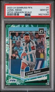 2023 Donruss Optic FIFA Lionel Messi Dragon Scale PSA 10 Gem Mint #1 Pop 1 - Picture 1 of 2