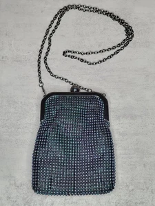 Jessica McClintock Chain Strap Black Mesh Purse Handbag Kiss Lock Party Formal - Picture 1 of 7