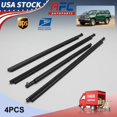 Juego de 4 piezas de tiras climáticas exteriores de vidrio para puerta para Toyota 4Runner 1995-2002 EE. UU. Foto 1 de 4
