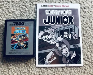 Atari 7800 Donkey Kong Jr Junior Cartridge Tested + Manual - Picture 1 of 3
