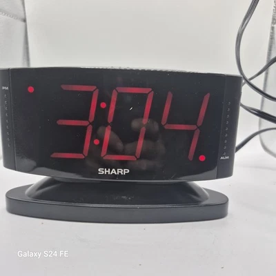 Vintage...Digital Alarm Clock Sharp   Clock with Swivel Base Black Works Great. - Image 1 of 4