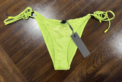 Sexy traje de baño de playa con textura verde lima XS parte inferior de bikini de cuerda triangular para mujer Foto 1 de 4