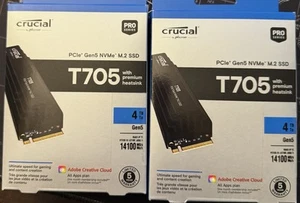 CRUCIAL 4TB M.2 PCIe Gen5 NVMe T705 SSD CT4000T705SSD3 Solid State Drive NEW - Afbeelding 1 van 1