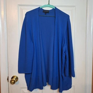 Cardigan maglione Lane Bryant blu cobalto manica 3/4 elasticizzato ufficio taglia 26/28 - Foto 1 di 9